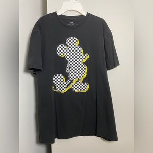 * L black Disney checkered Mickey Mouse graphic tee